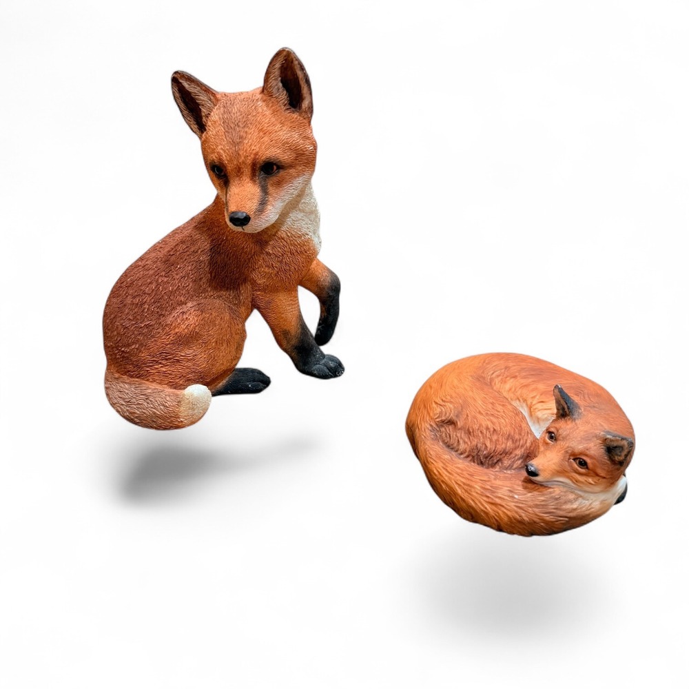 Aynsley & Country Artists Red Fox Figurines‎ Set Vintage Porcelain Resin Decor